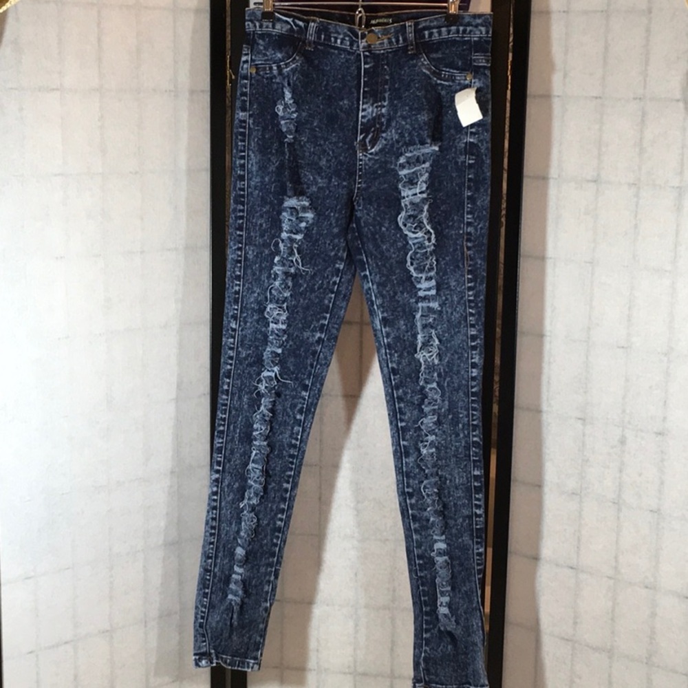 36point5 blue jean distressed leggings - Picture 5 of 7